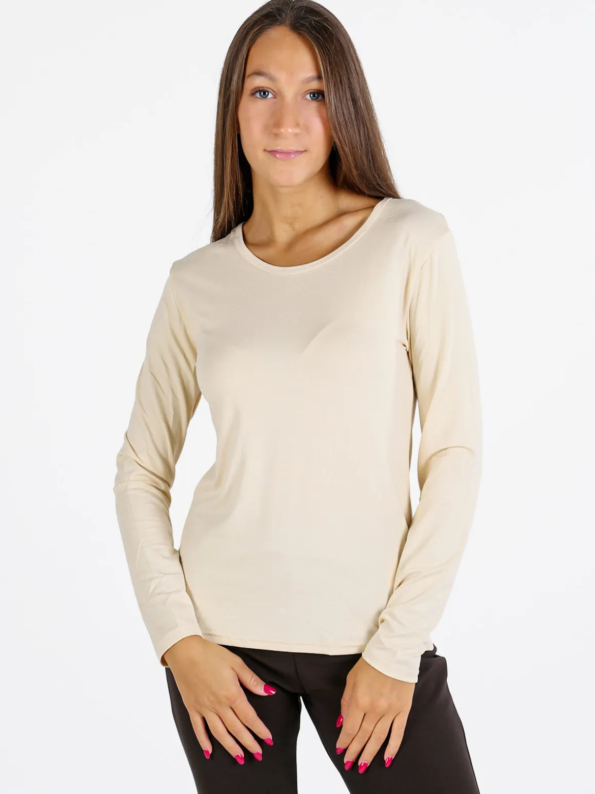 Gladys Maglia girocollo da donna termo light - naturale