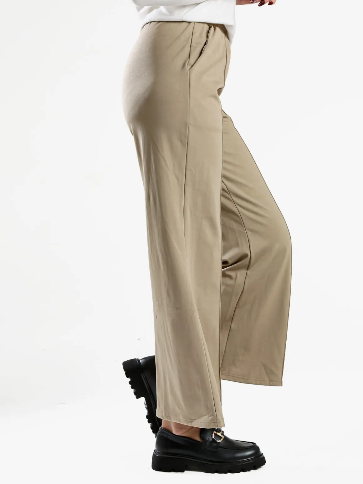 Gladys Pantaloni donna a gamba larga con interno in pile - sabbia