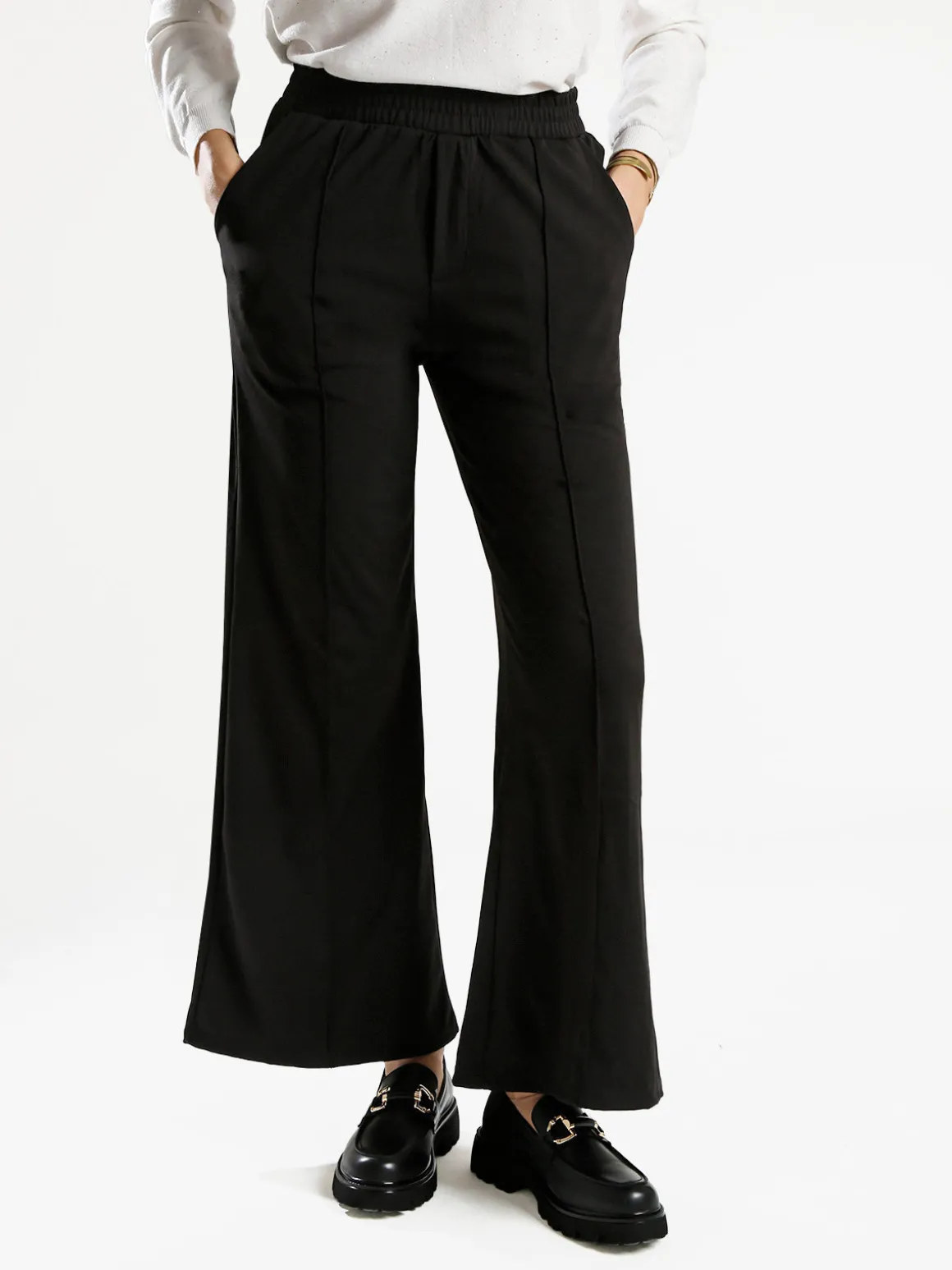 Gladys Pantaloni donna a gamba larga con interno in pile - nero