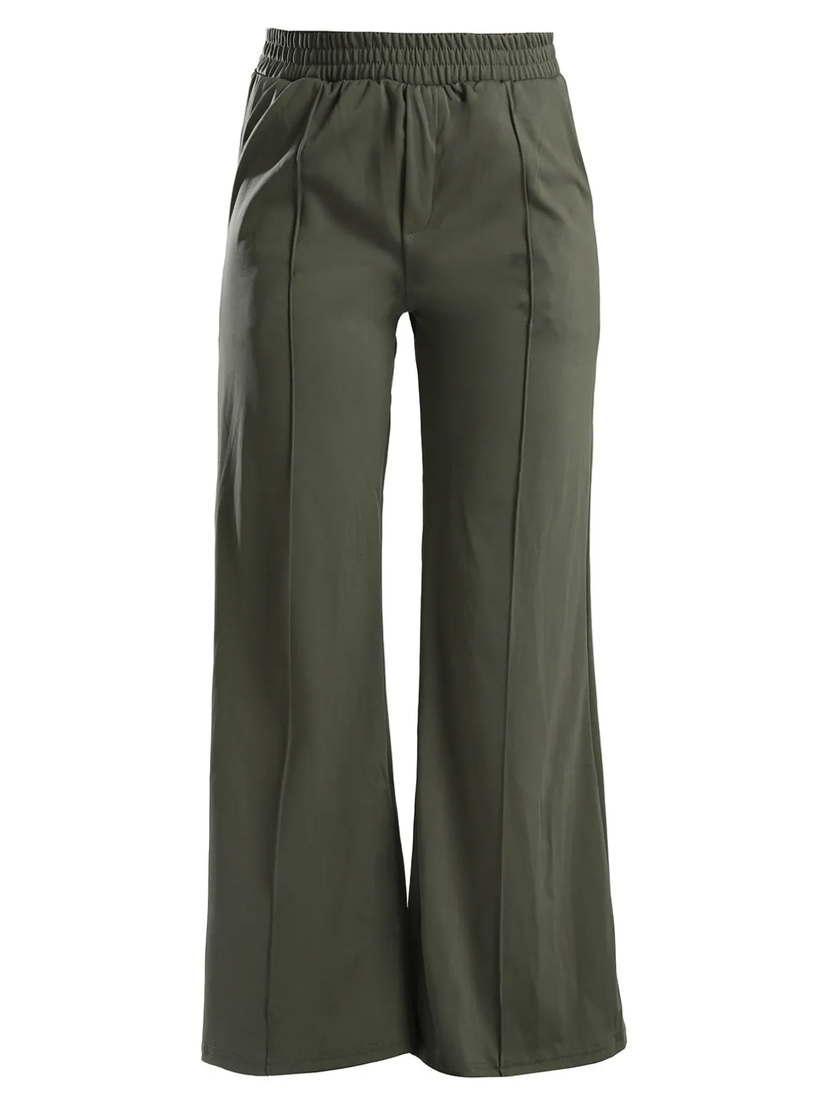 Gladys Pantaloni donna a gamba larga con interno in pile - oliva