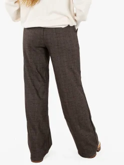 Gladys Pantaloni donna a gamba larga con interno in pile - marrone