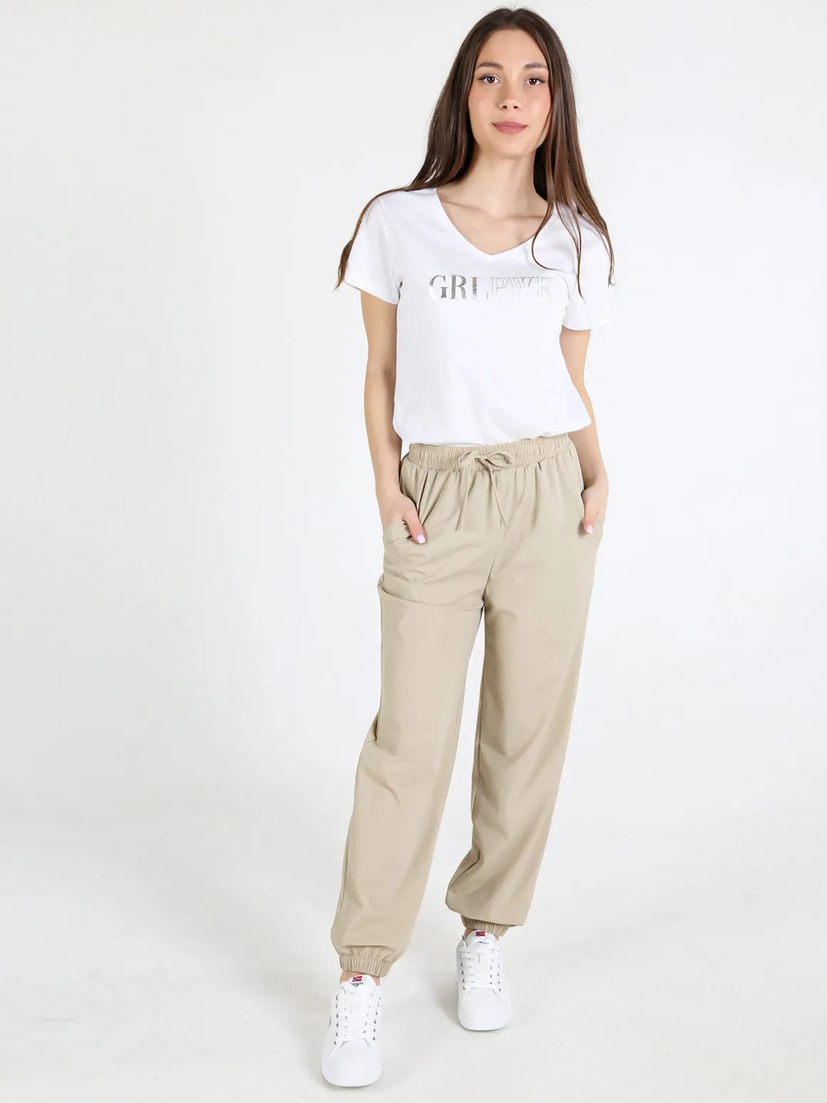 Gladys Pantaloni donna in tessuto tecnico con polsini