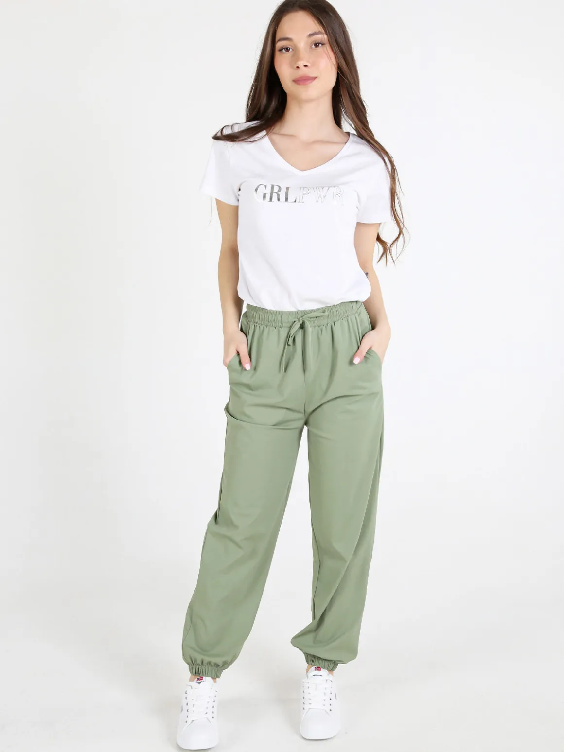 Gladys Pantaloni donna in tessuto tecnico con polsini