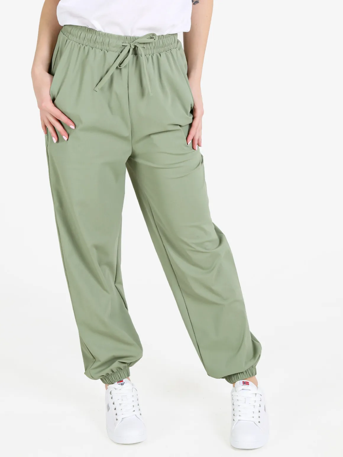Gladys Pantaloni donna in tessuto tecnico con polsini