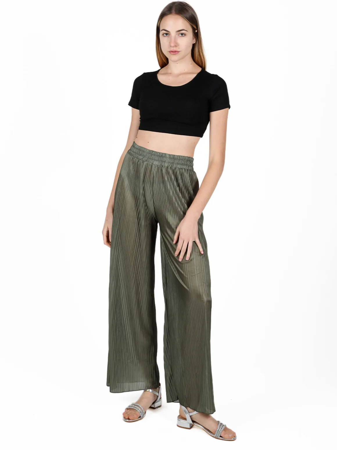 Gladys Pantaloni donna leggeri a palazzo plissettati