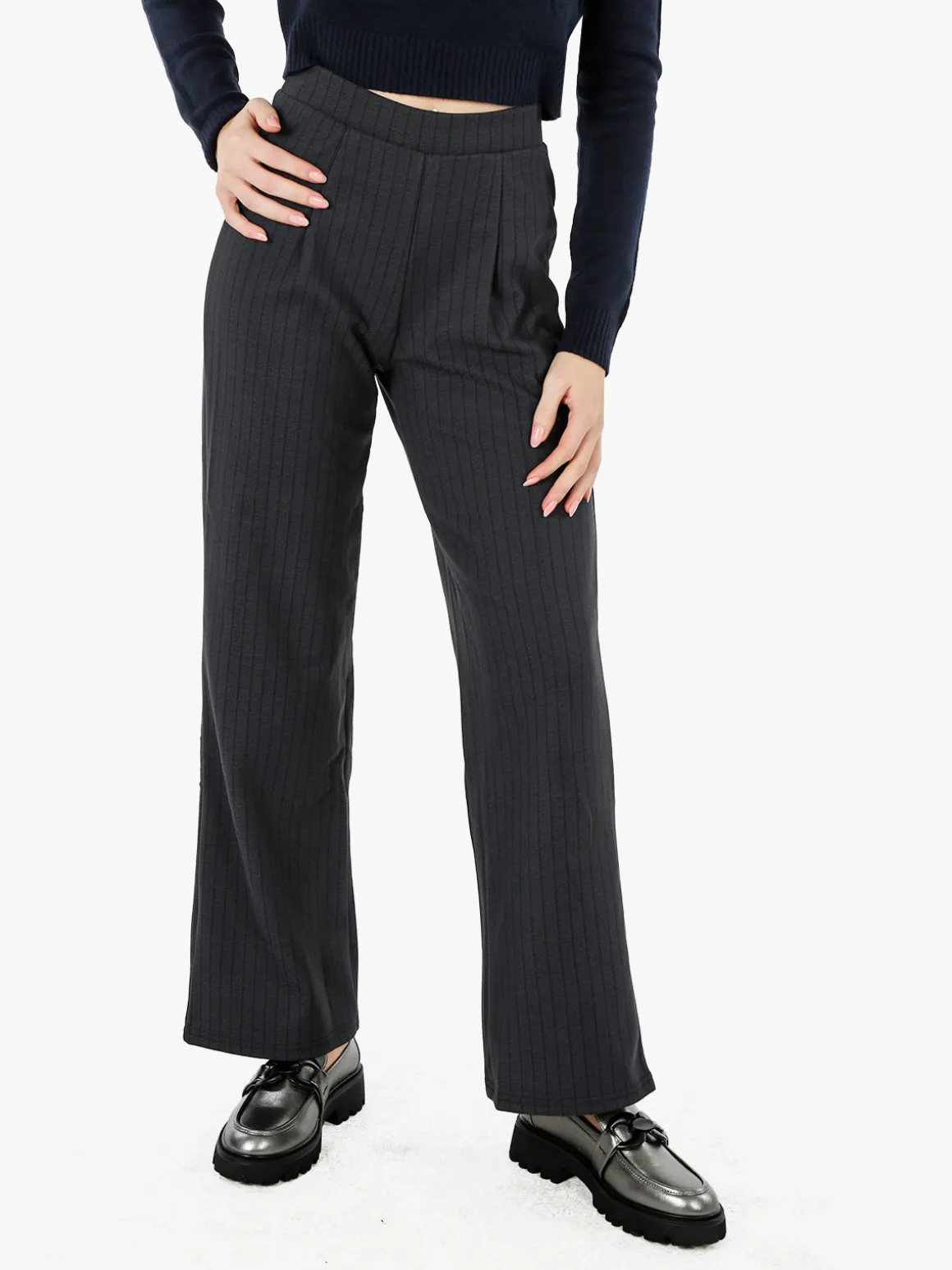 Gladys Pantaloni donna morbidi a gamba larga - nero