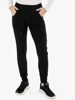 Gladys Pantaloni donna sportivi con polsini e interno di pelo - nero