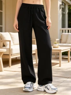 Gladys Pantaloni sportivi da donna a gamba larga con coulisse