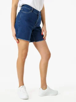 Gladys Shorts donna in jeans con finale sfrangiato - blu