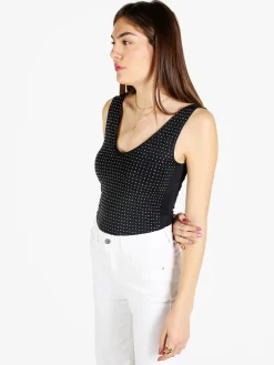 Gondola Blu Body donna smanicato con strass