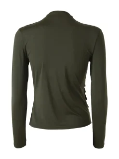 Gondola Blu Maglia donna accollata a maniche lunghe con drappeggio laterale - moro