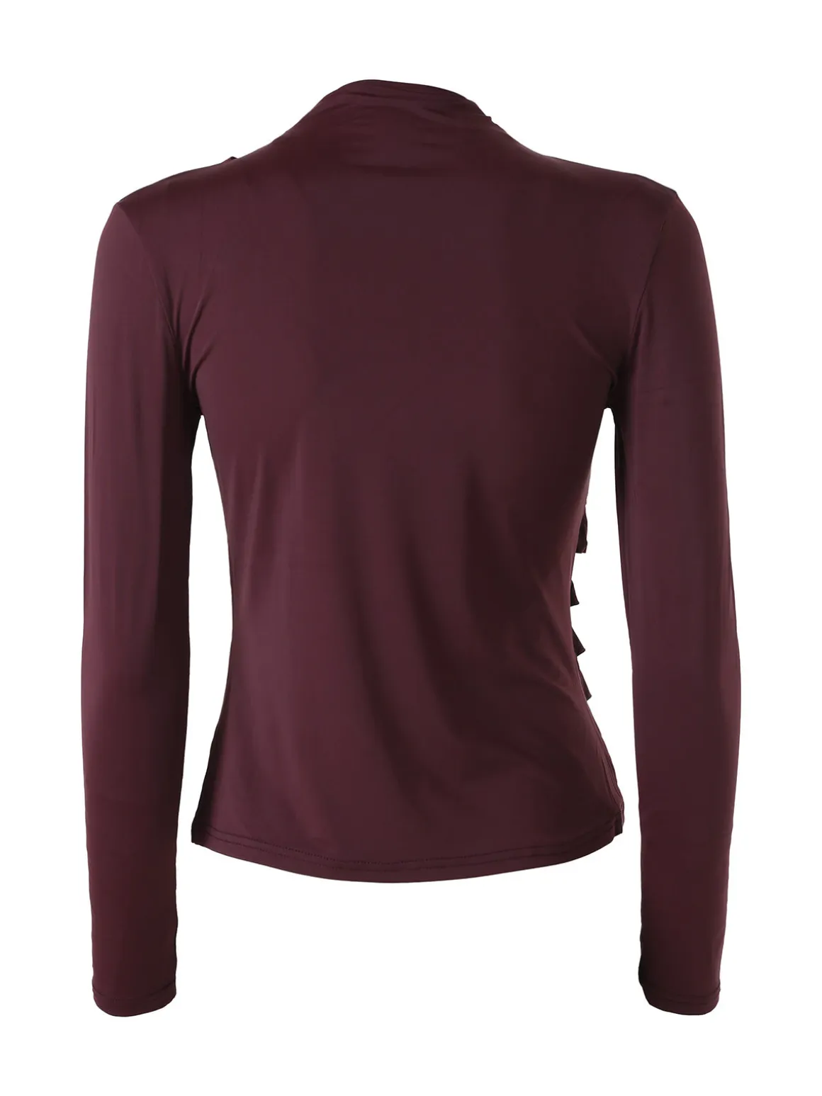 Gondola Blu Maglia donna accollata a maniche lunghe con drappeggio laterale - bordeaux