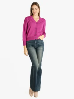 Griffai Cardigan donna oversize lurex con bottoni