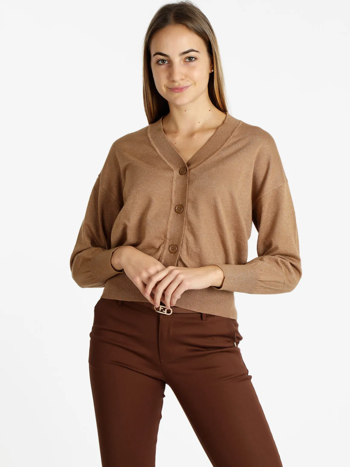 Griffai Cardigan donna oversize lurex con bottoni