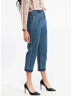 Griffai Jeans donna baggy con risvolti