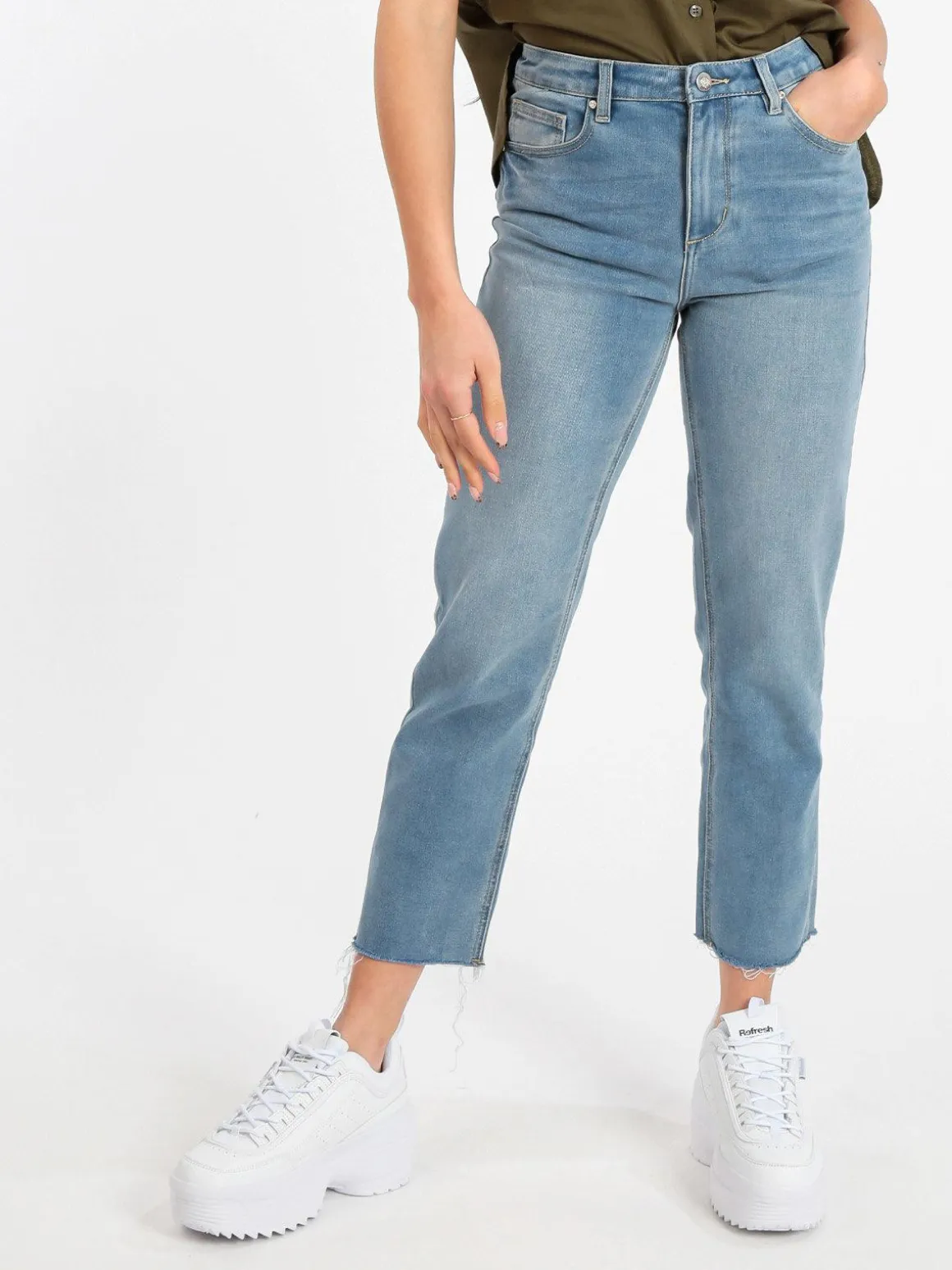 Griffai Jeans donna baggy sfilacciato