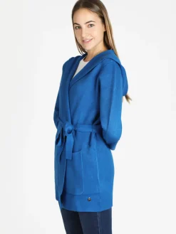 Griffai Spolverino donna in maglia con cappuccio e cintura