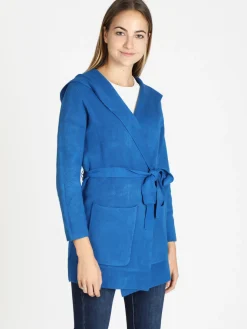 Griffai Spolverino donna in maglia con cappuccio e cintura