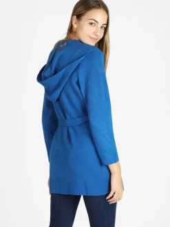 Griffai Spolverino donna in maglia con cappuccio e cintura