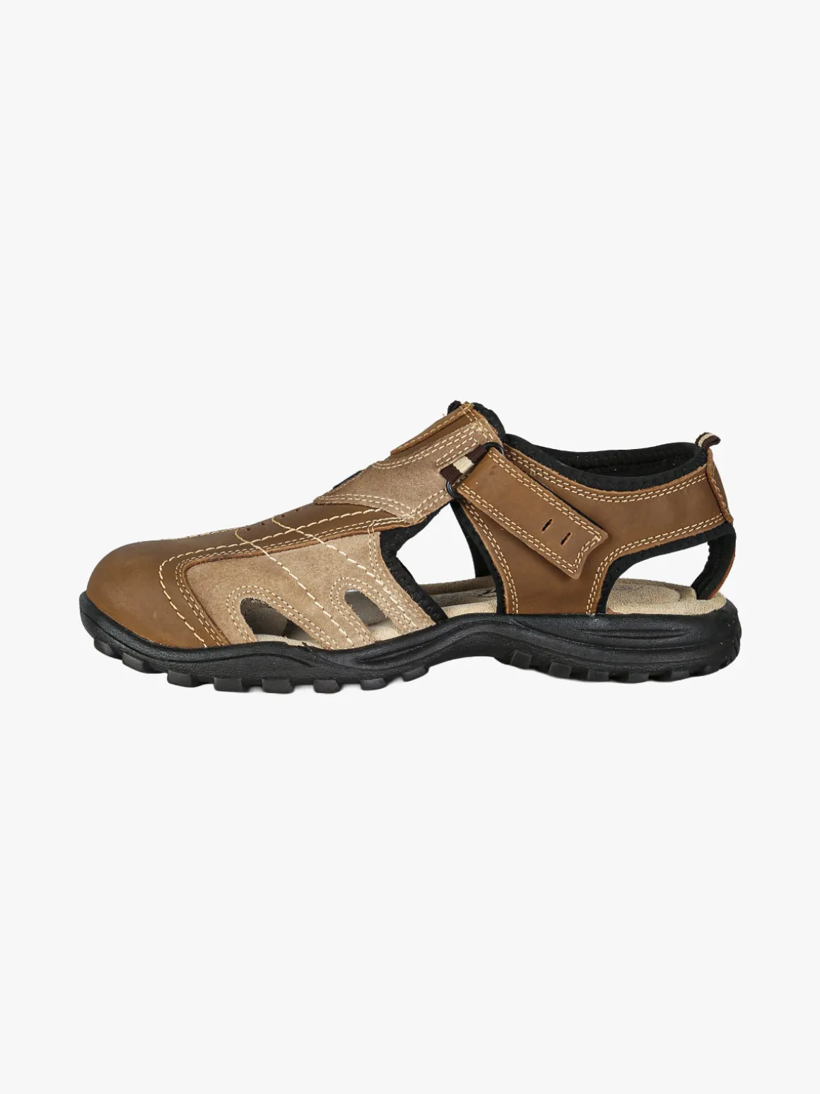 Grisport Sandali in pelle da uomo con cinturini a strappo e puntale chiuso - marrone