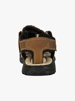 Grisport Sandali in pelle da uomo con cinturini a strappo e puntale chiuso - marrone