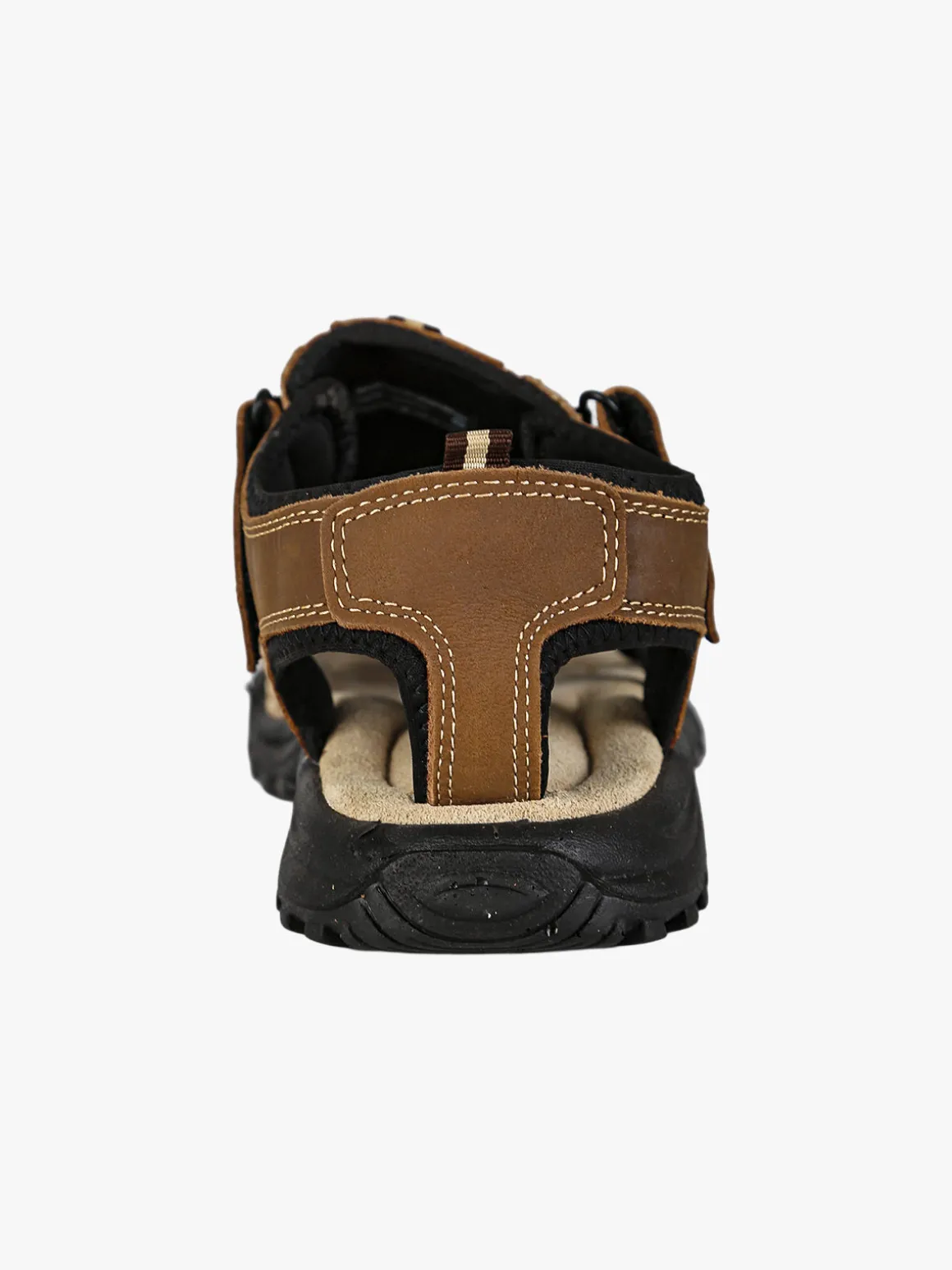 Grisport Sandali in pelle da uomo con cinturini a strappo e puntale chiuso - marrone