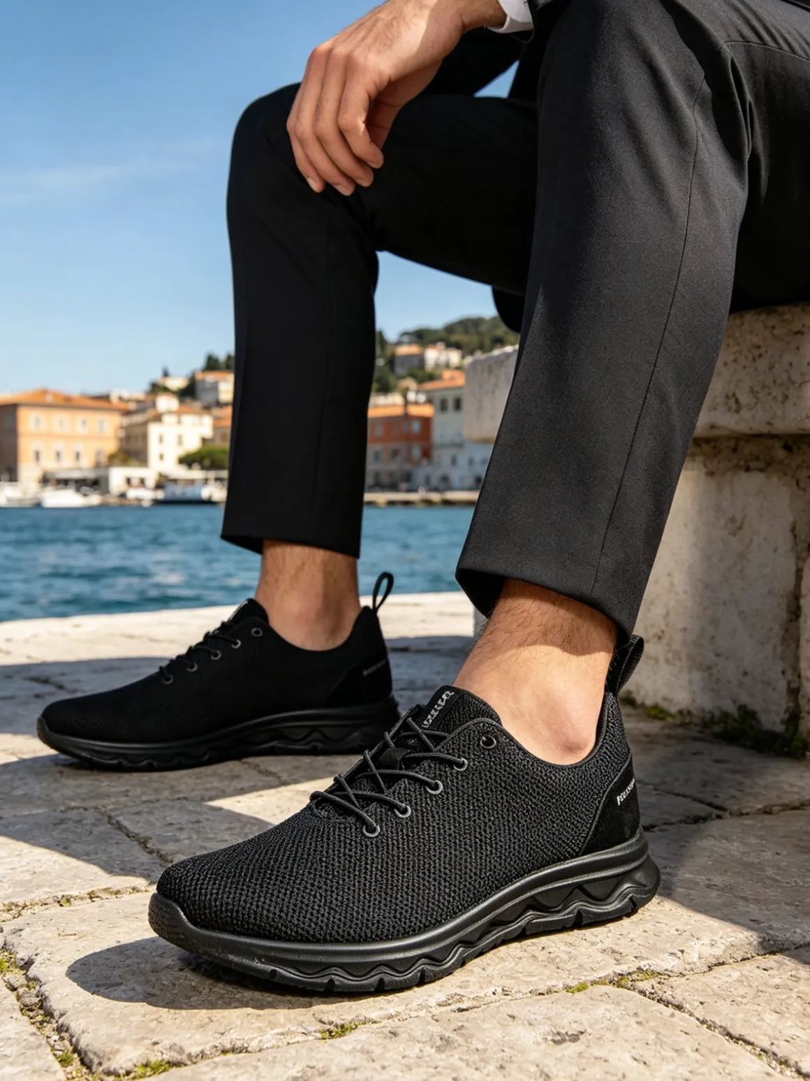 Grisport Sneakers da uomo in maglia con lacci elastici