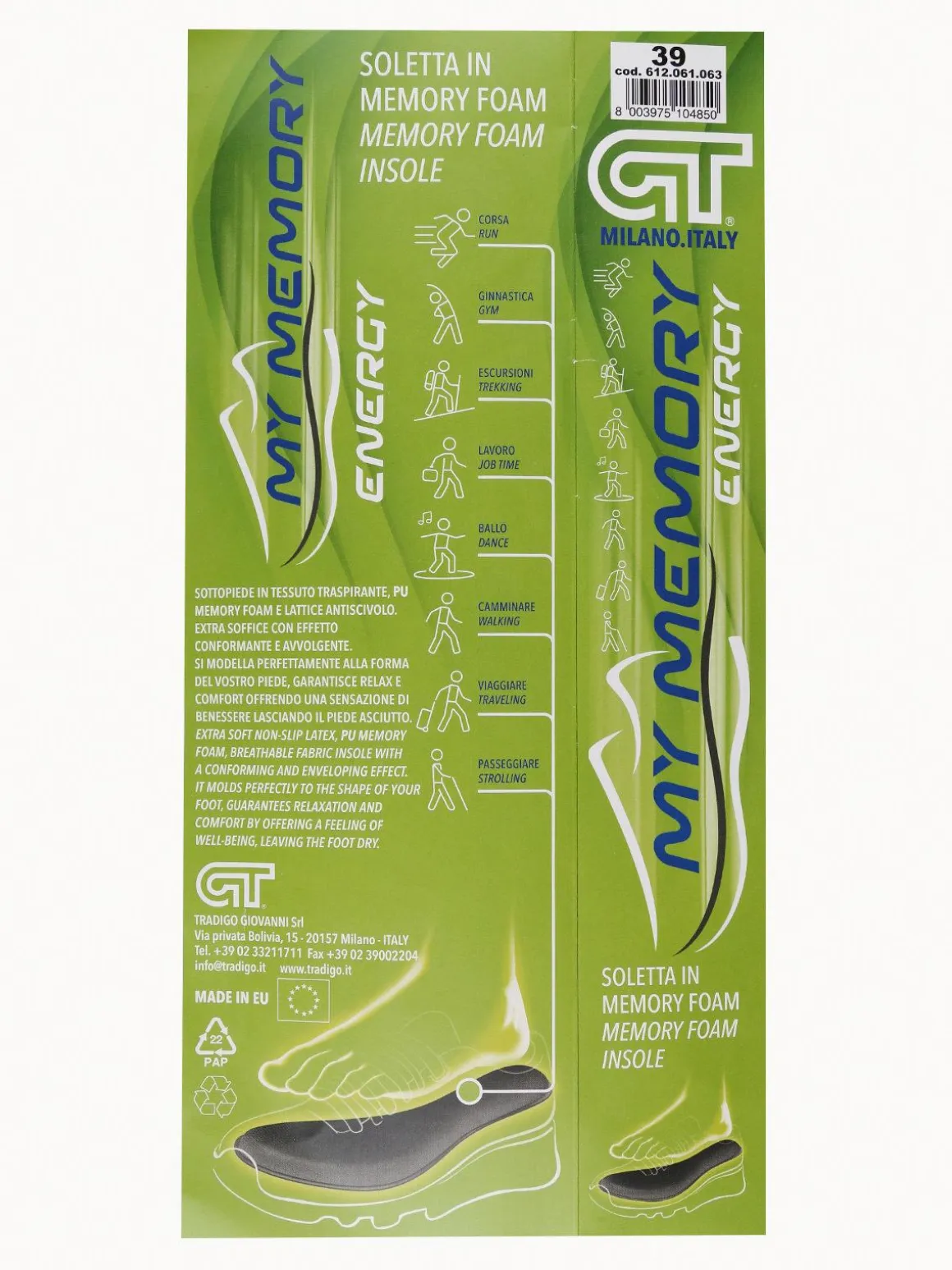 Gt Soletta imbottita in memory foam