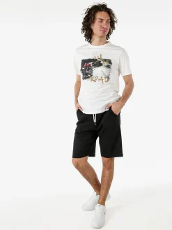 Guy Bermuda da uomo in felpa con coulisse - nero