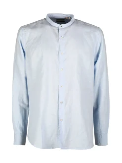 Guy Camicia da uomo alla coreana in misto lino