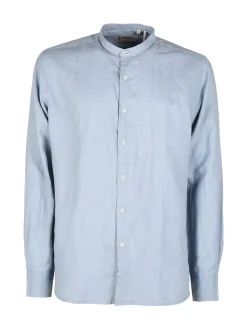 Guy Camicia da uomo alla coreana in misto lino