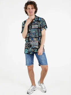Guy Camicia da uomo a maniche corte con stampe