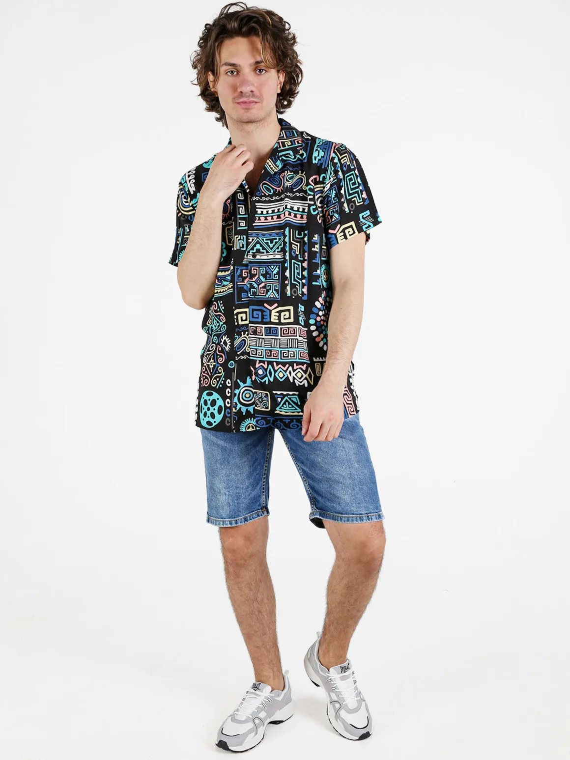 Guy Camicia da uomo a maniche corte con stampe