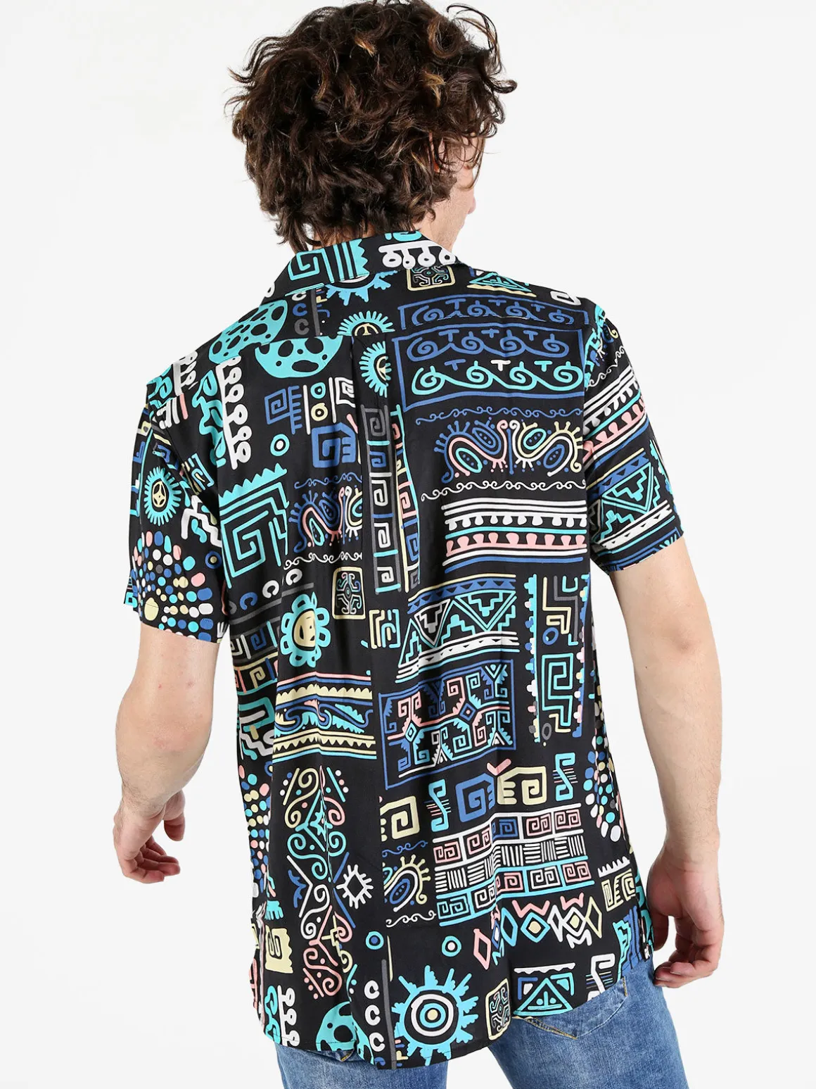 Guy Camicia da uomo a maniche corte con stampe