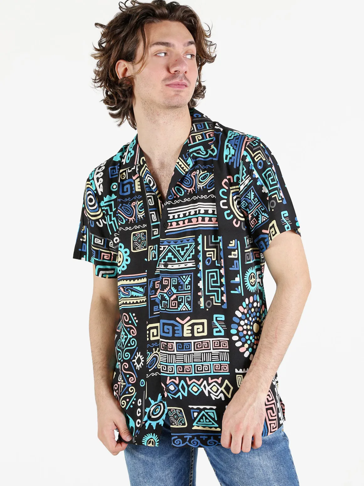 Guy Camicia da uomo a maniche corte con stampe