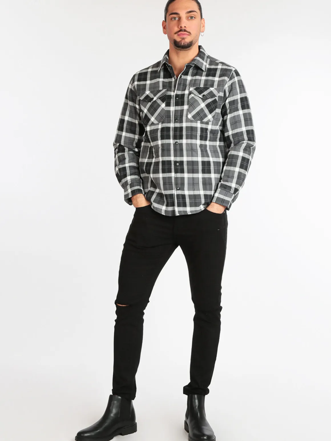 Guy Camicia da uomo imbottita a quadri