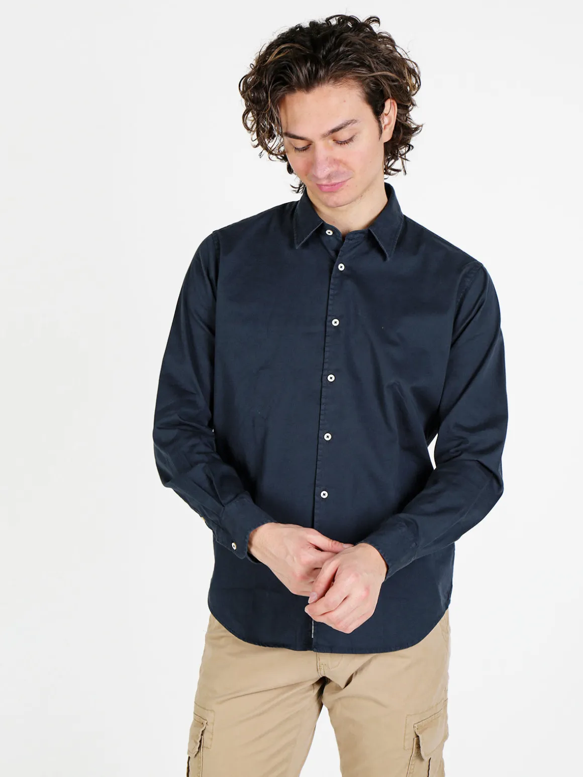 Guy Camicia da uomo in cotone a maniche lunghe