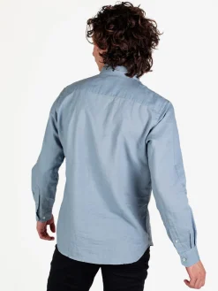 Guy Camicia da uomo in misto lino a maniche lunghe