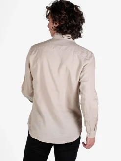 Guy Camicia da uomo in misto lino a maniche lunghe