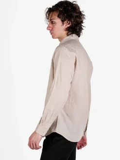 Guy Camicia da uomo in misto lino a maniche lunghe