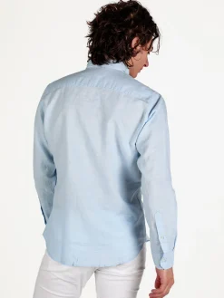 Guy Camicia da uomo in misto lino a maniche lunghe