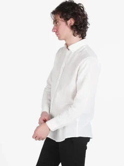 Guy Camicia da uomo in misto lino a maniche lunghe