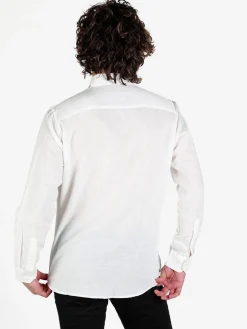 Guy Camicia da uomo in misto lino a maniche lunghe