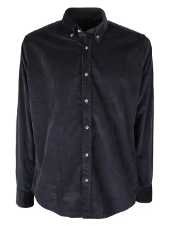 Guy Camicia da uomo in velluto a maniche lunghe