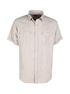 Guy Camicia da uomo misto lino a maniche corte