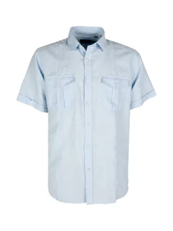 Guy Camicia da uomo misto lino a maniche corte