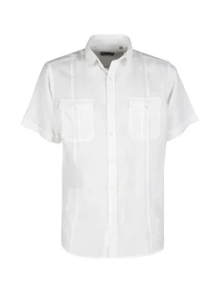 Guy Camicia da uomo misto lino a maniche corte