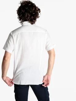 Guy Camicia da uomo misto lino a maniche corte