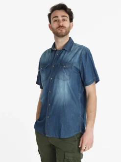 Guy Camicia di jeans da uomo a maniche corte