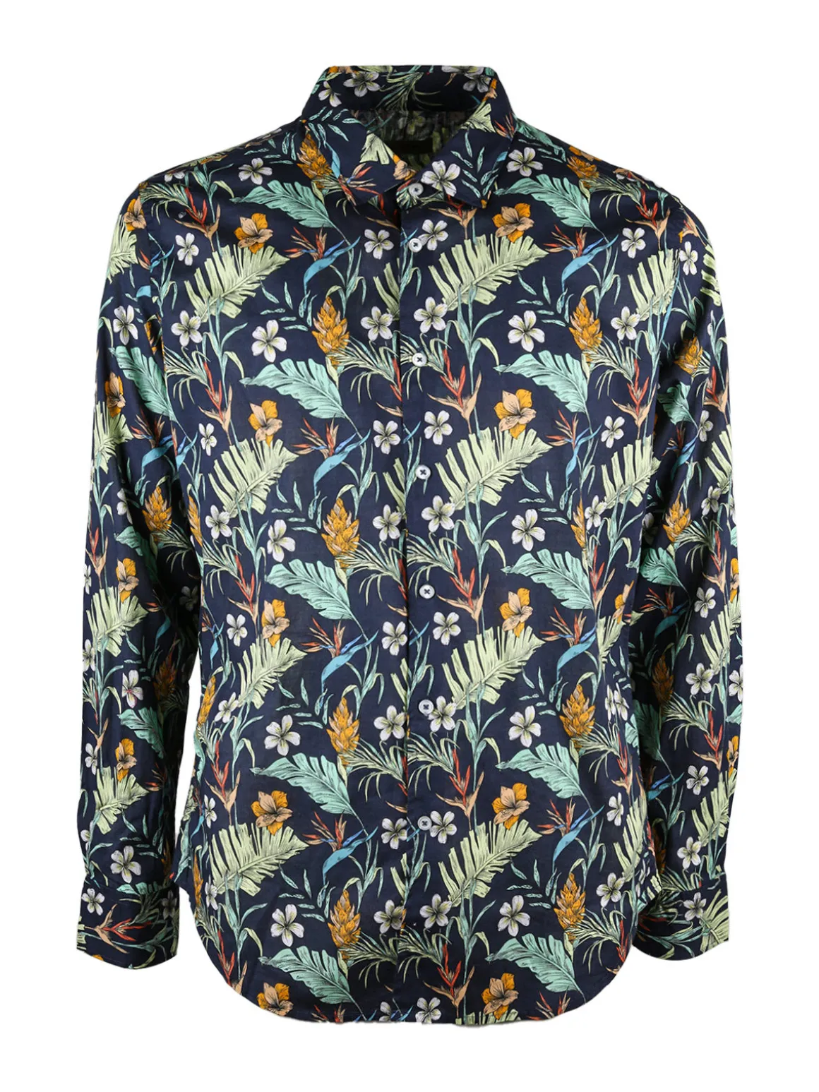 Guy Camicia floreale da uomo in cotone a maniche lunghe